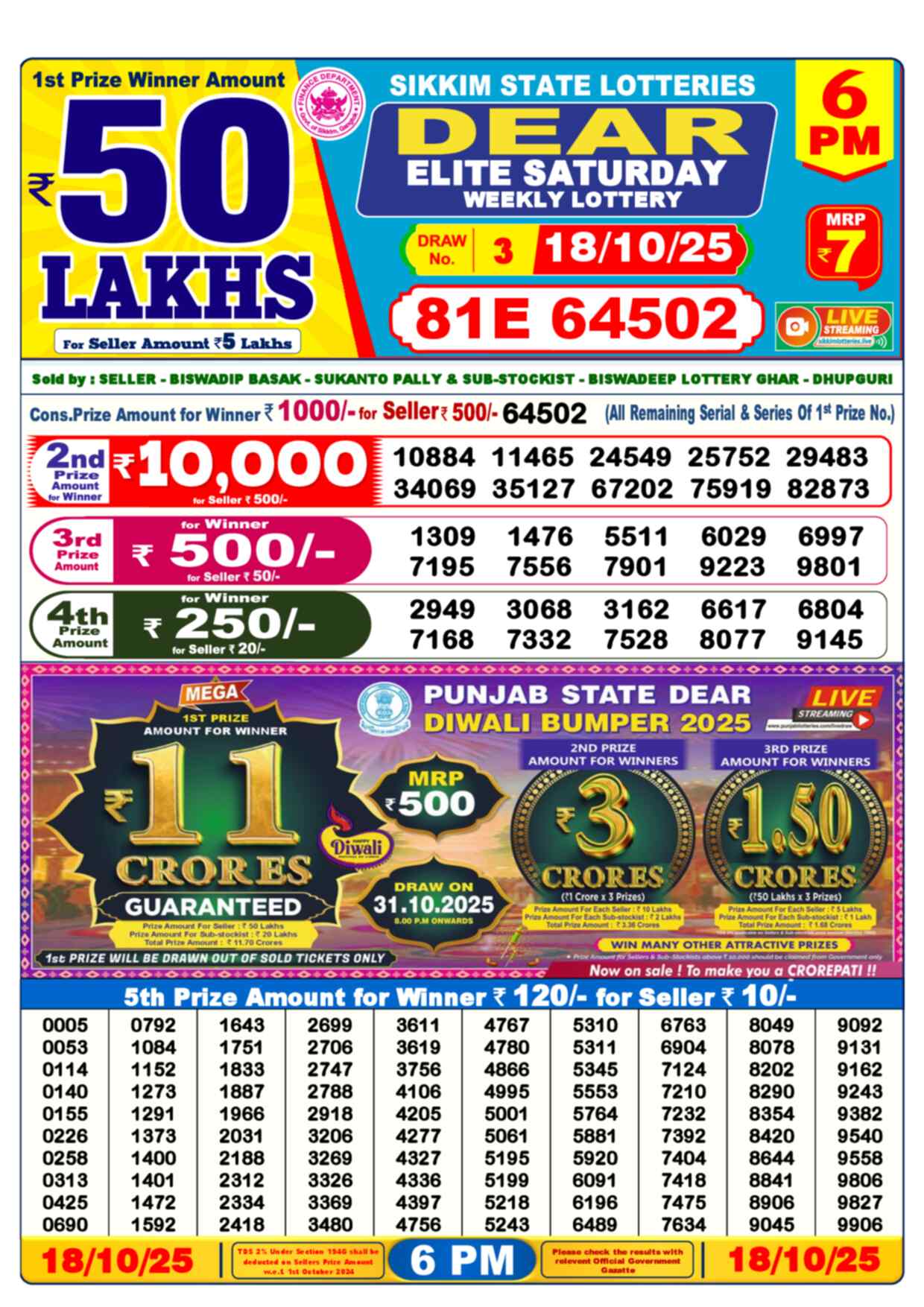 Lottery Result 6PM
