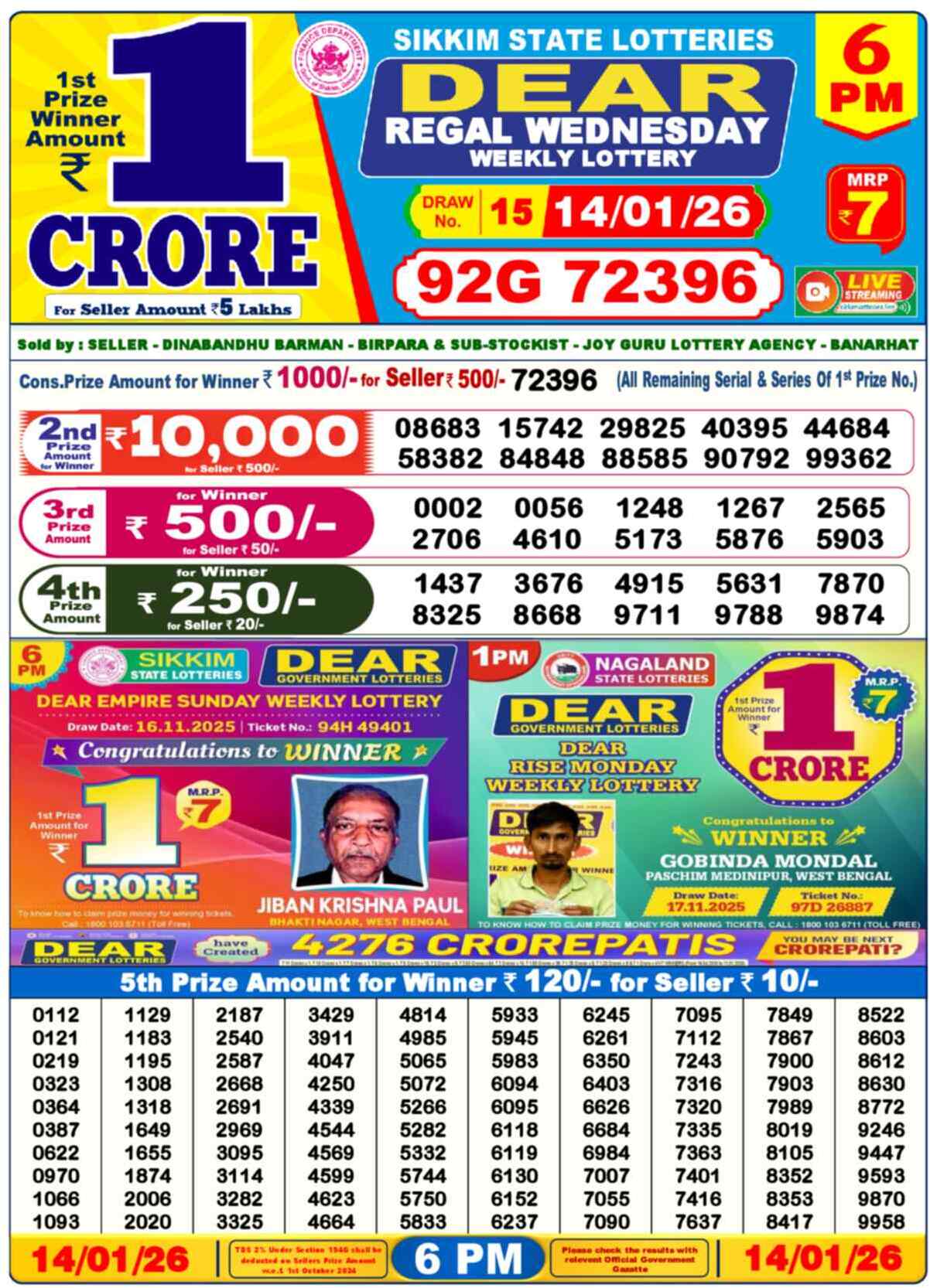 Lottery Result 6PM