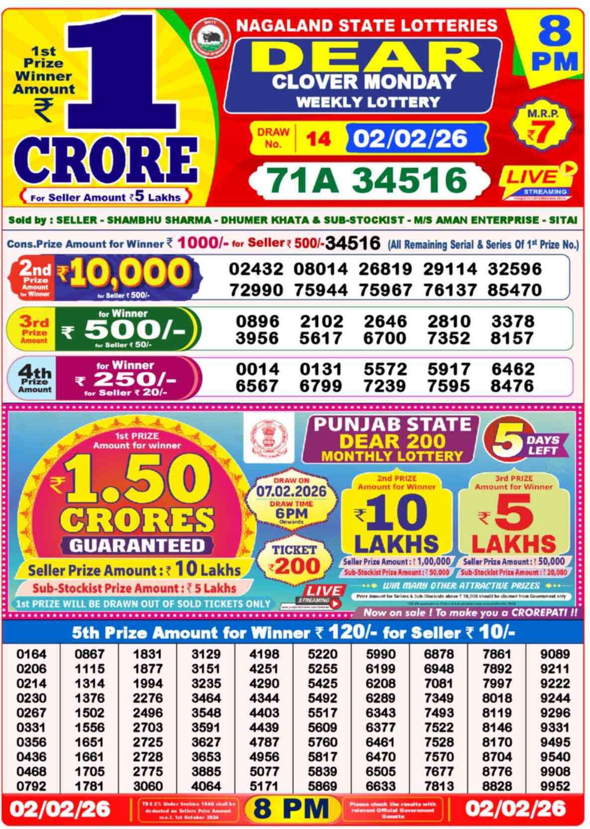 Lottery Result 8PM