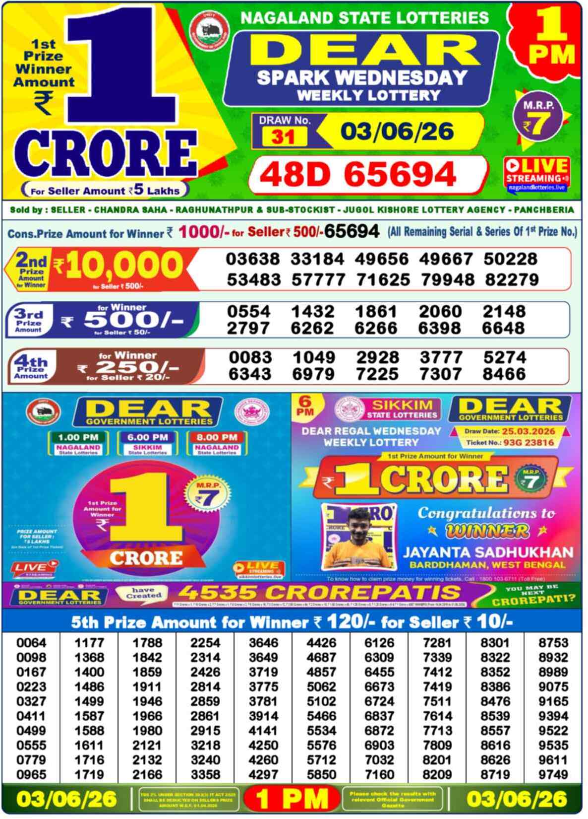 Lottery Result 1PM