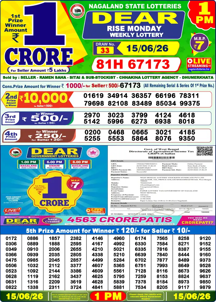 Lottery Result 1PM