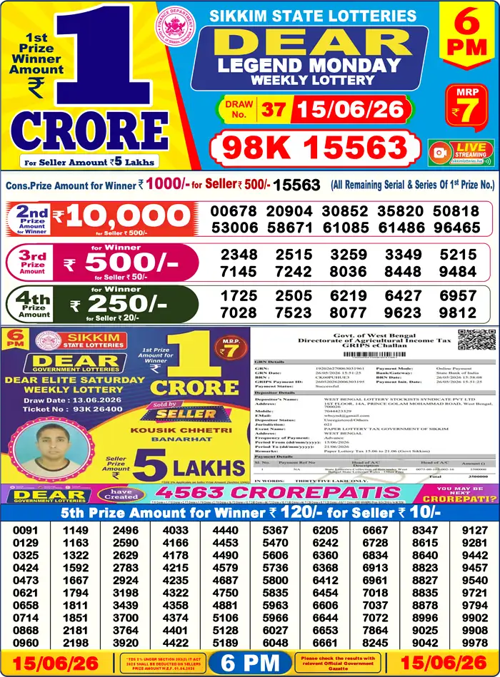 Lottery Result 6PM