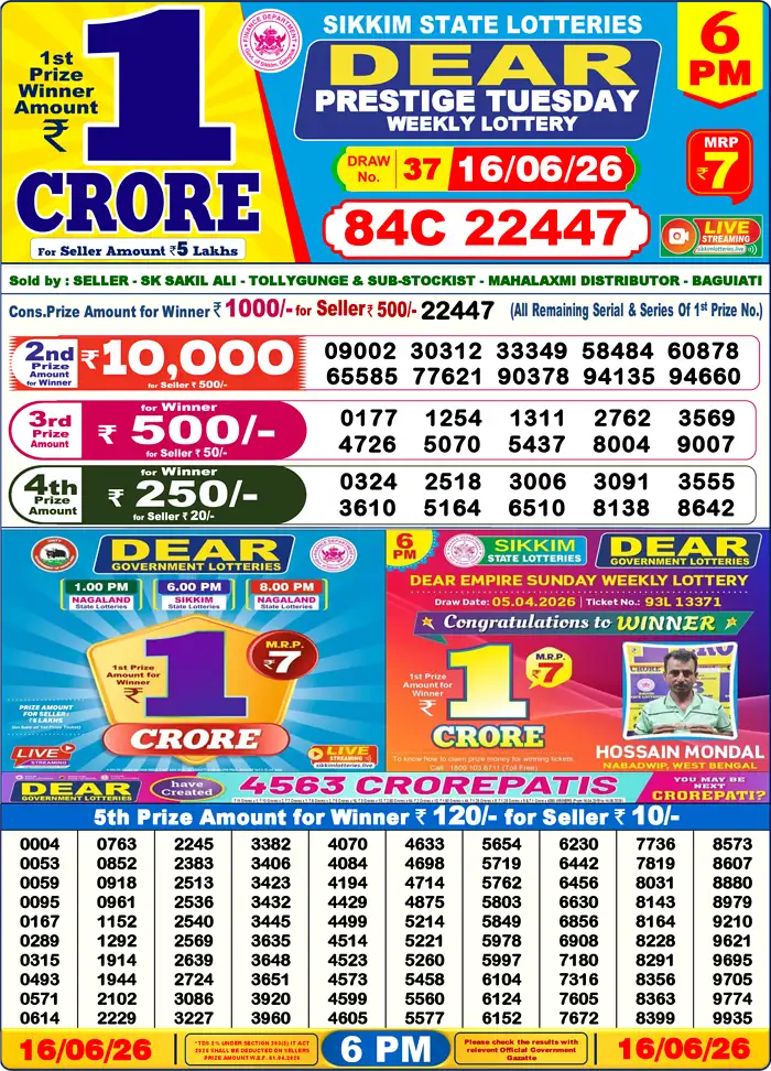 Lottery Result 6PM