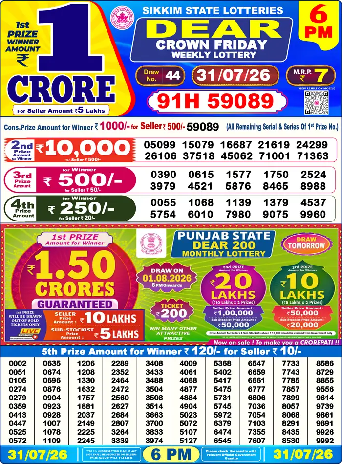 Lottery Result 6PM