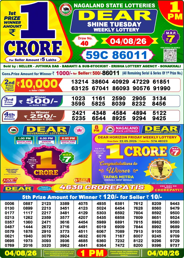 Lottery Result 1PM