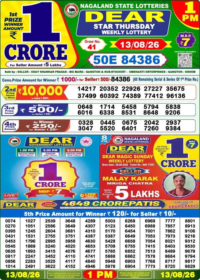 Lottery Result 1PM
