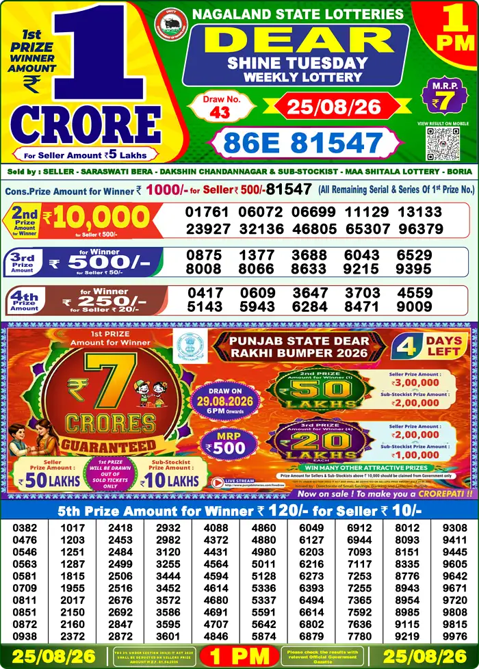 Lottery Result 1PM