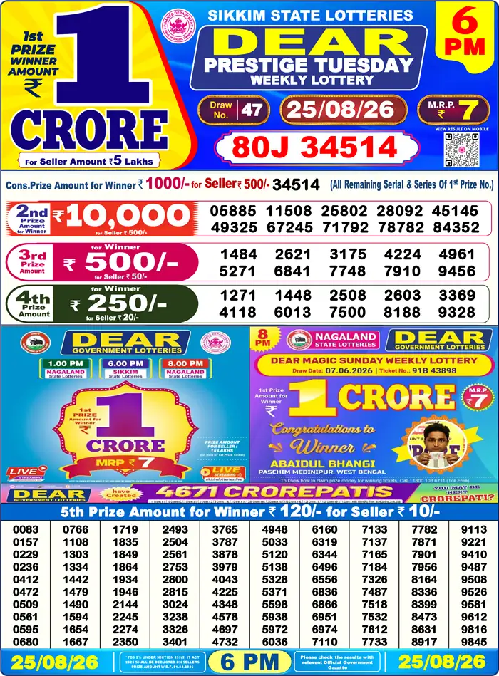 Lottery Result 6PM