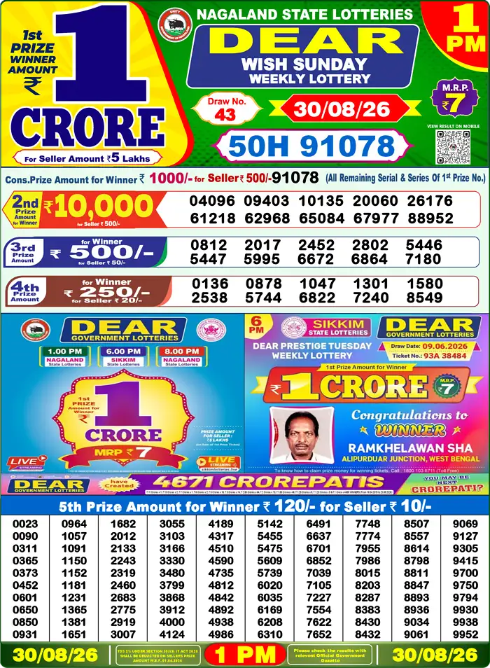 Lottery Result 1PM