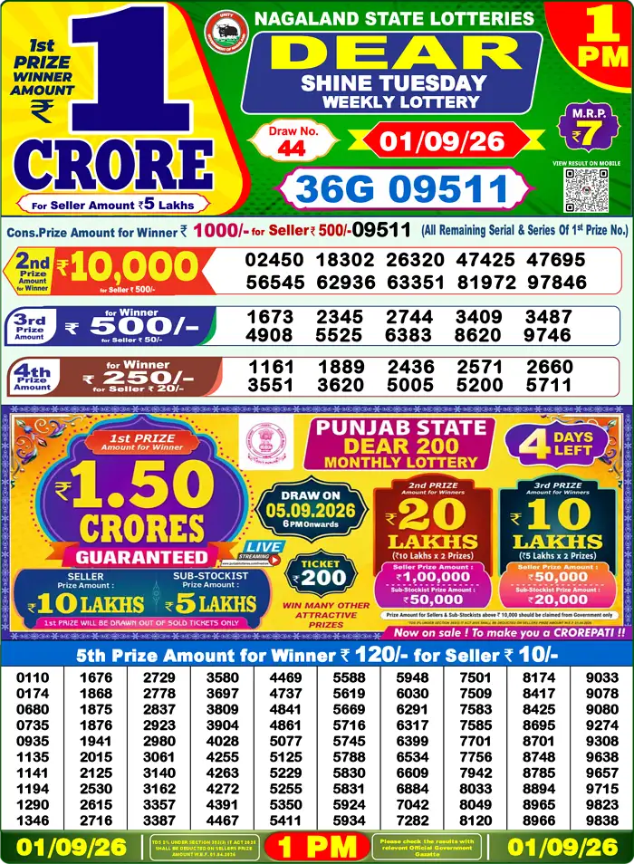 Lottery Result 1PM