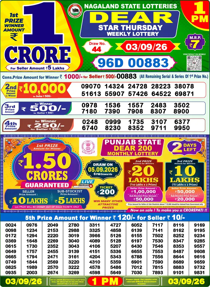 Lottery Result 1PM