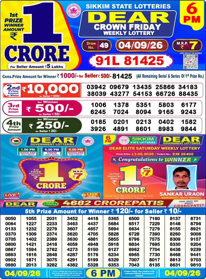 Lottery Result 6PM