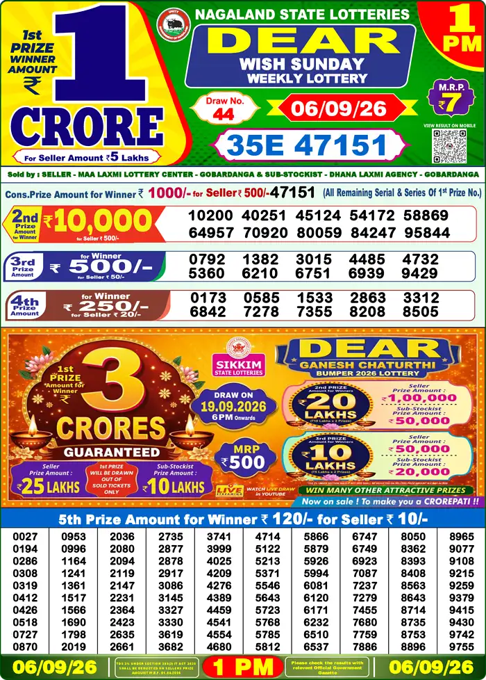 Lottery Result 1PM