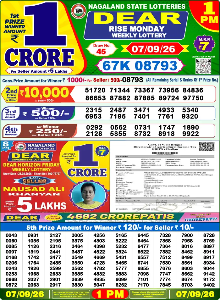 Lottery Result 1PM