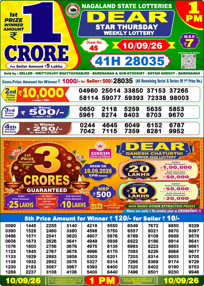 Lottery Result 1PM