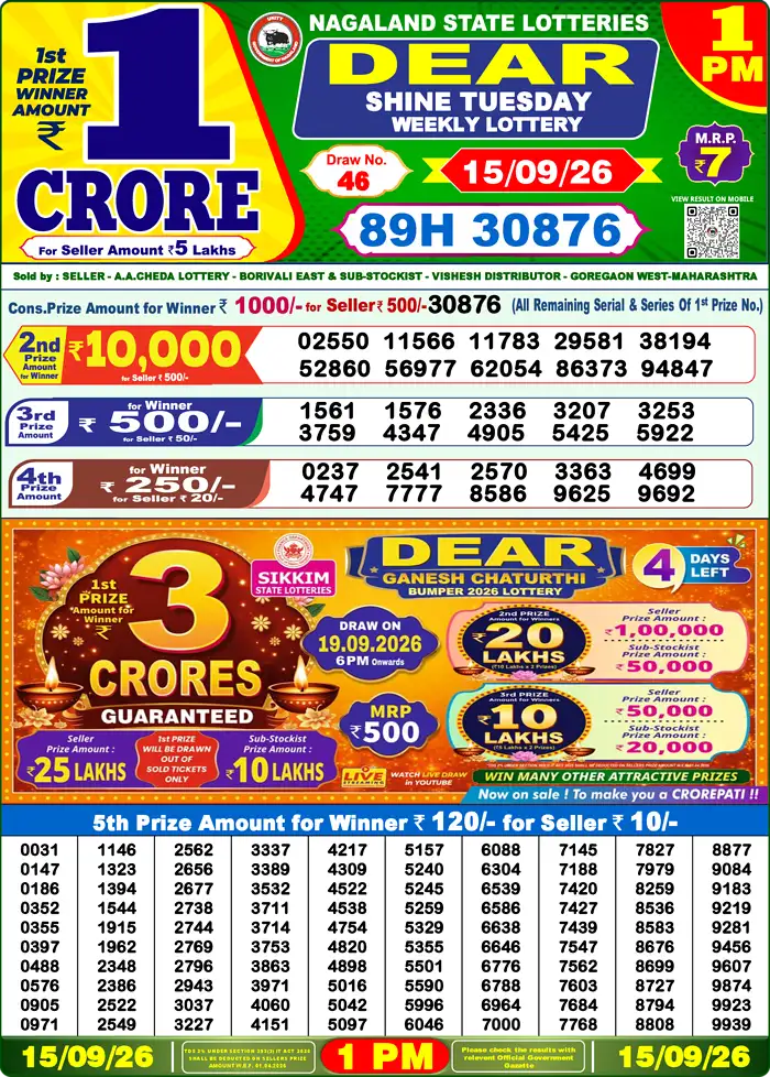 Lottery Result 1PM