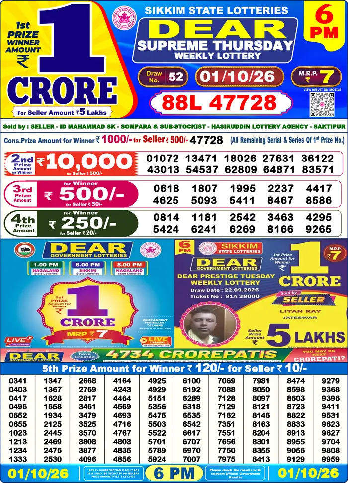 Lottery Result 6PM