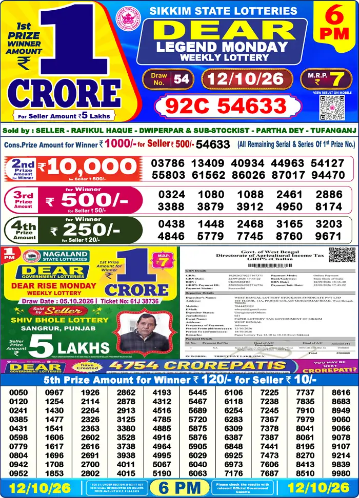 Lottery Result 6PM